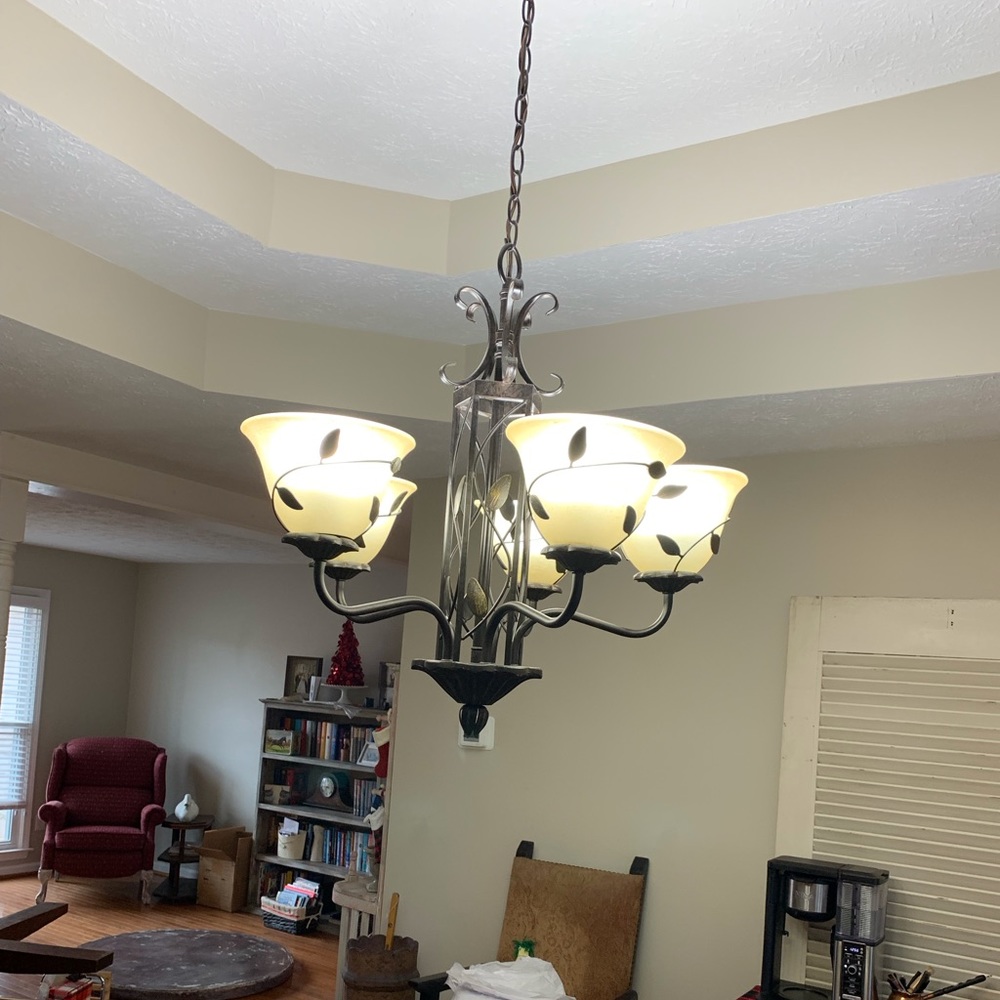 Wrought iron / black aluminum dining room light